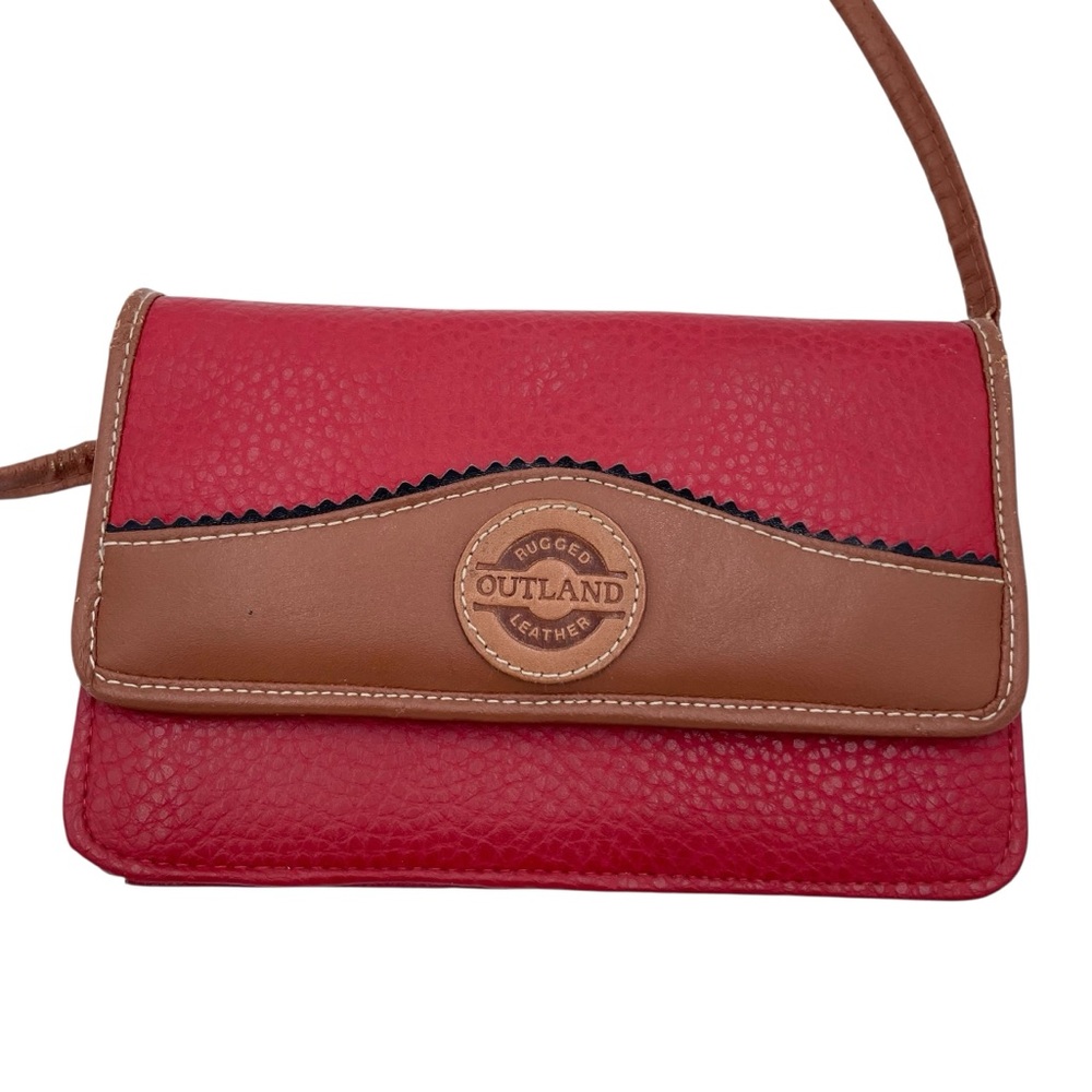 Michael Stevens Rugged Outland Leather Purse Red Brown Crossbody Mini Bag Wallet